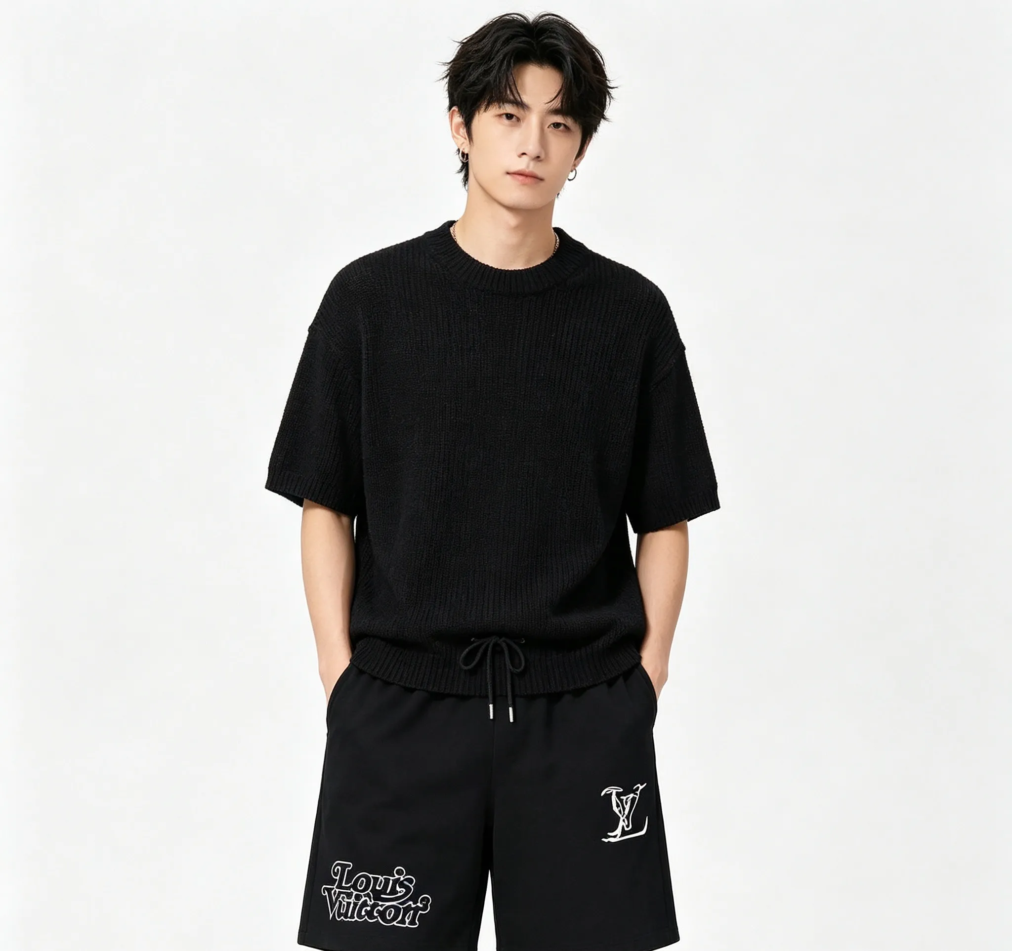 Louis Vuitton/Louis Vuitton double logo embroidered shorts